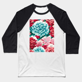 Red Pink Blue Carnation Abstract Artwork Baseball T-Shirt